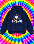 4C Sensory Center acid wash hoodie in navy